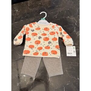 3M Little Planet by Carters Baby Quilted Pumpkin Squirrel Outfit Set 2PC NWT